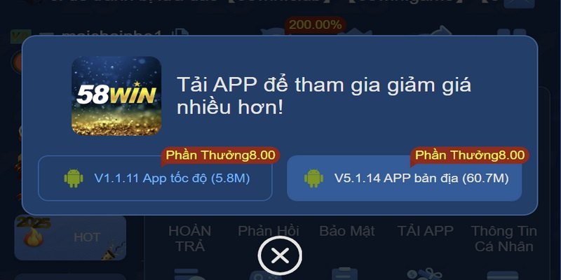 Hướng dẫn tải app 58Win và cài đặt trên Android